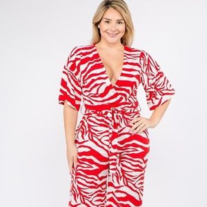 Multi Color Zebra Print Short Sleeve Jumpsuit